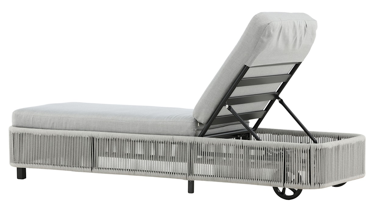 Leżak Honife czarna aluminiowa rama/jasnoszare poduszki  - zdjęcie 6
