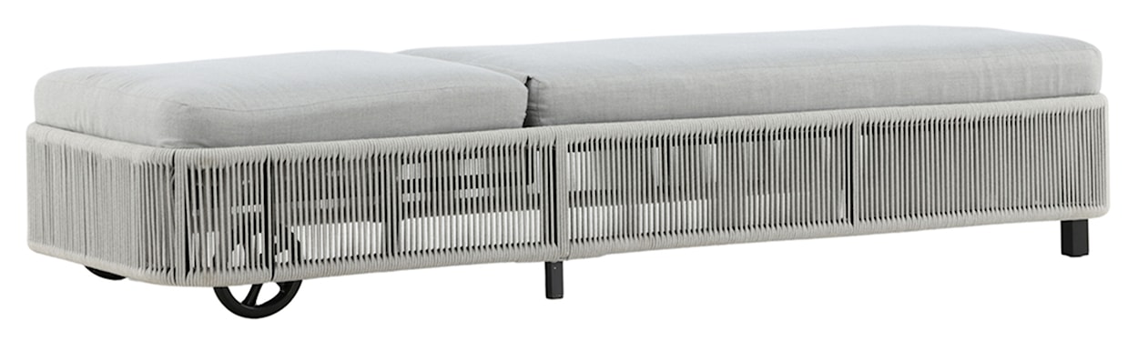Leżak Honife czarna aluminiowa rama/jasnoszare poduszki  - zdjęcie 8