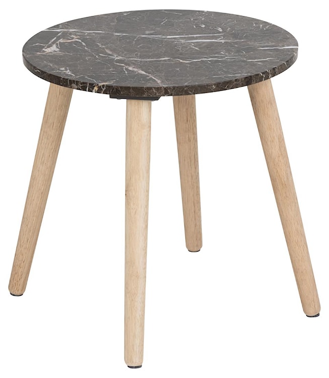 Stolik kawowy Hoppler brązowy marmur 40 cm na drewnianych nóżkach 