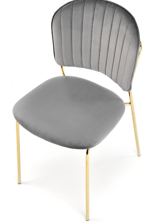 Krzesło tapicerowane Revisant szary velvet na złotej podstawie  - zdjęcie 3