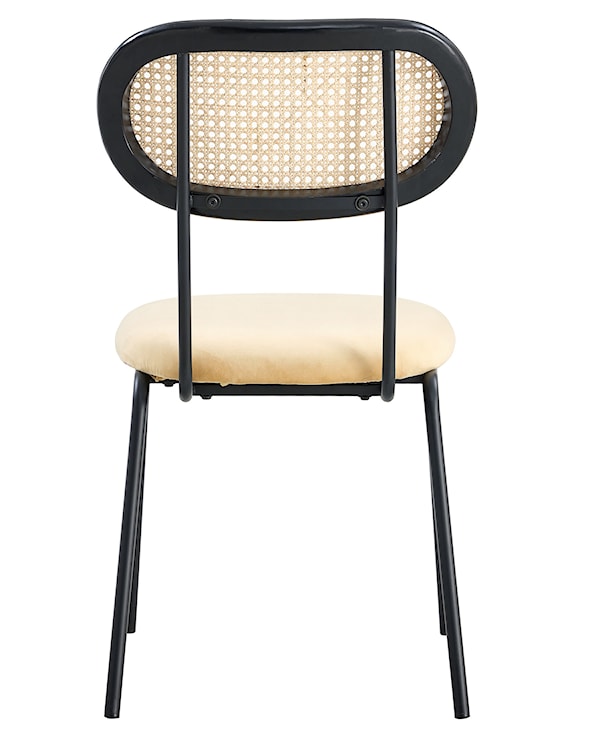 Krzesło Milloor z rattanowy oparciem/ beżowe velvetowe siedzisko  - zdjęcie 2