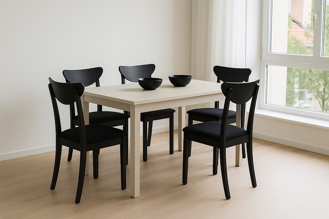 Krzesło drewniane do jadalni tapicerowane Belgari czarne  - zdjęcie 2