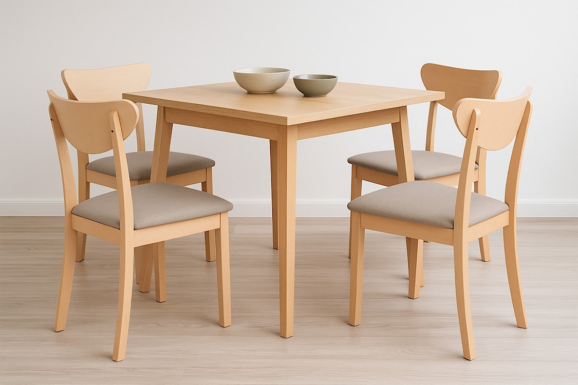 Krzesło drewniane do jadalni tapicerowane Belgari beżowe/dąb sonoma  - zdjęcie 2