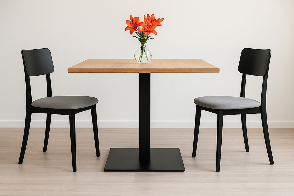 Krzesło drewniane do jadalni tapicerowane Sebore jasnoszare/czarne  - zdjęcie 2