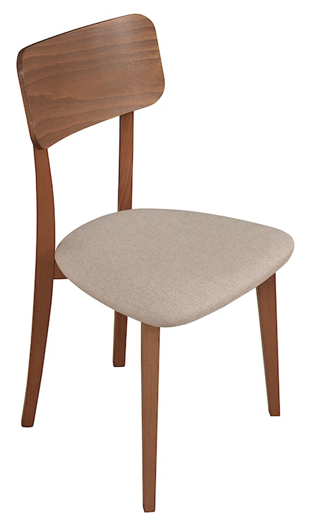 Krzesło drewniane do jadalni tapicerowane Sebore beżowe/orzech jasny  - zdjęcie 3