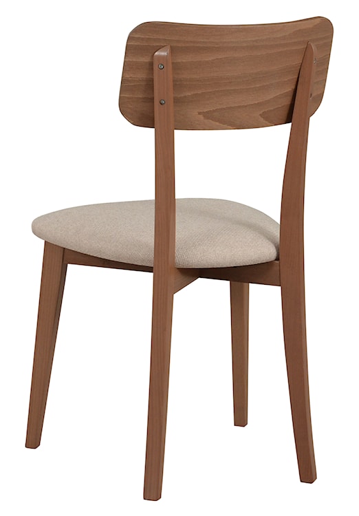 Krzesło drewniane do jadalni tapicerowane Sebore beżowe/orzech jasny  - zdjęcie 4