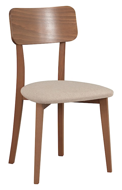 Krzesło drewniane do jadalni tapicerowane Sebore beżowe/orzech jasny 