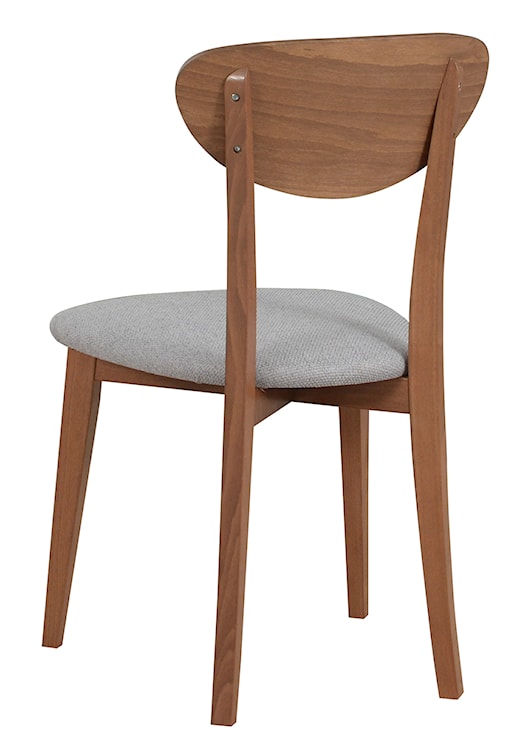Krzesło drewniane do jadalni tapicerowane Pomoni jasnoszare/orzech jasny  - zdjęcie 3