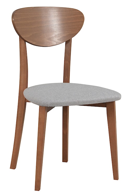 Krzesło drewniane do jadalni tapicerowane Pomoni jasnoszare/orzech jasny 