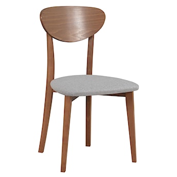Krzesło drewniane do jadalni tapicerowane Pomoni jasnoszare/orzech jasny
