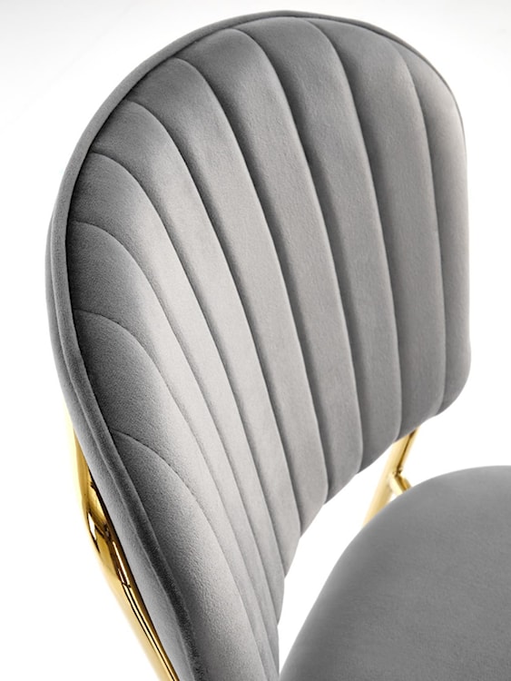 Krzesło tapicerowane Revisant szary velvet na złotej podstawie  - zdjęcie 2
