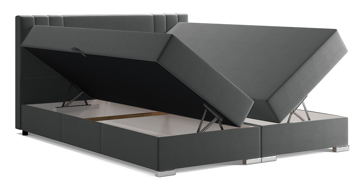 Łóżko kontynentalne 160x200 cm Marsiliana z pojemnikami i topperem ciemnoszare  - zdjęcie 3