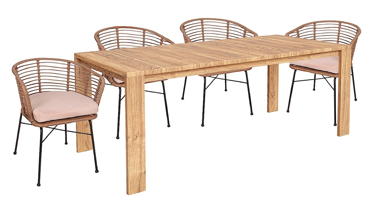Zestaw mebli ogrodowych ze stołem Haphorts i czterema krzesłami Izzalini