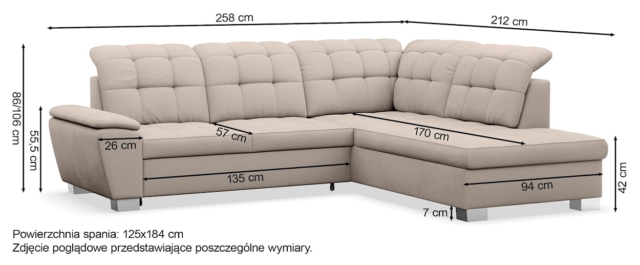Narożnik z funkcją spania Jamaal L-kształtny prawostronny z pojemnikiem ciemnoszary plecionka  - zdjęcie 7