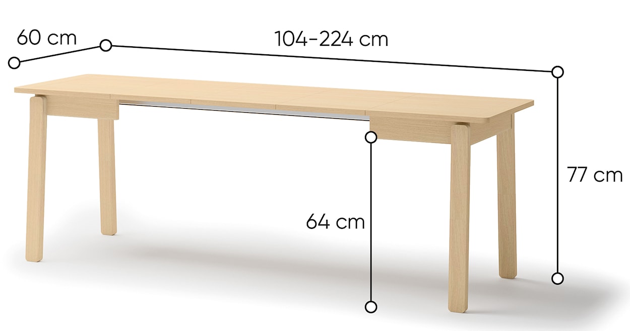 Stół rozkładany Plot 104-224x60 cm dąb jasny  - zdjęcie 7