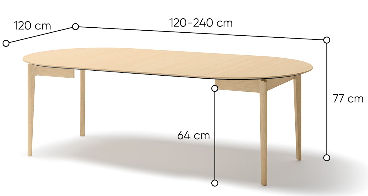 Stół rozkładany Plot 120-240x120 cm dąb jasny  - zdjęcie 9