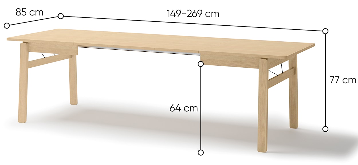 Stół rozkładany Plot 149-269x85 cm dąb jasny  - zdjęcie 9