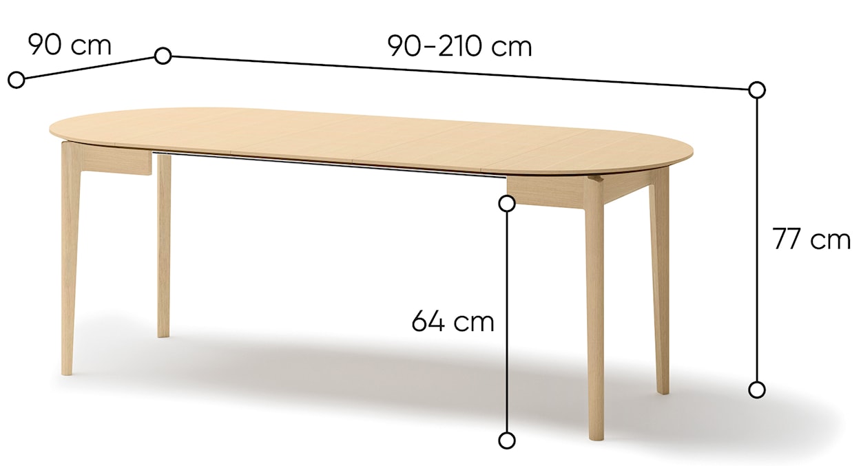 Stół rozkładany Plot 90-210x90 cm dąb jasny  - zdjęcie 9