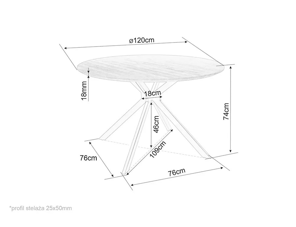 Stół do jadalni Aster okrągły średnica 120 cm biały marmur  - zdjęcie 5