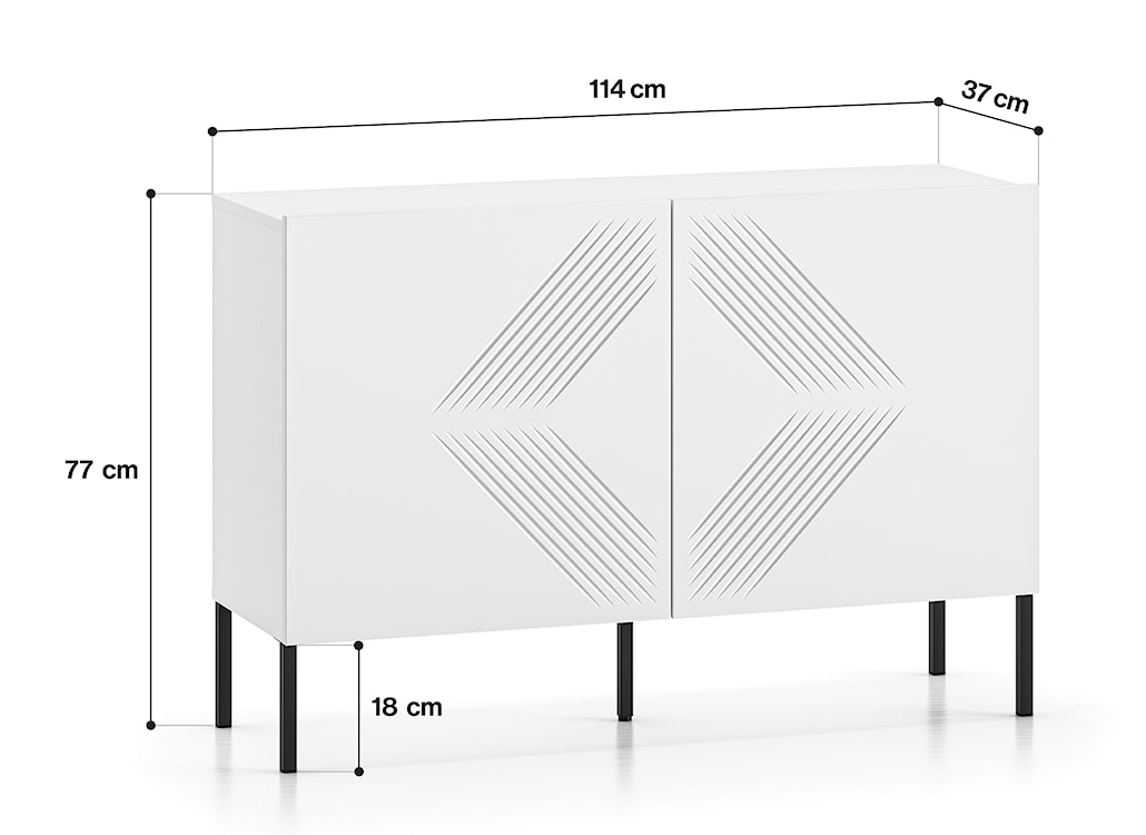 Komoda dwudrzwiowa Nebbato 114 cm biała z czarnymi nóżkami  - zdjęcie 8