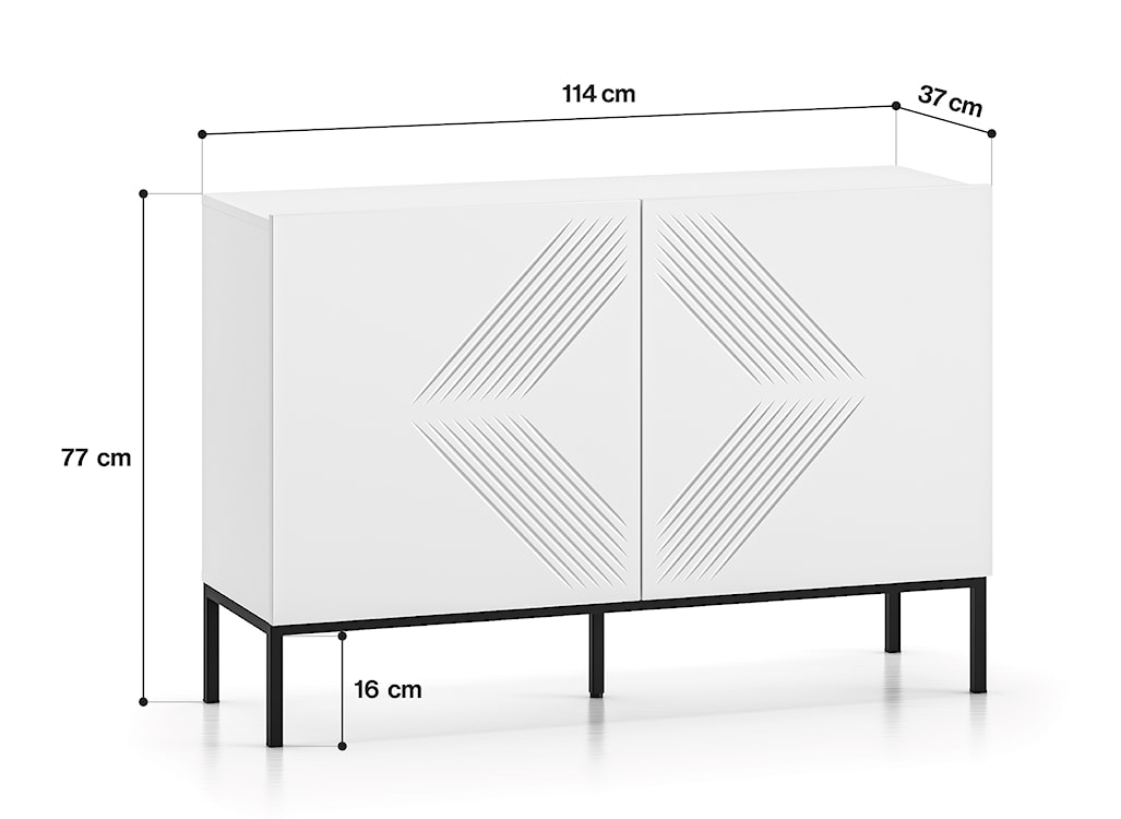 Komoda dwudrzwiowa Nebbato 114 cm biała z czarnym stelażem  - zdjęcie 8