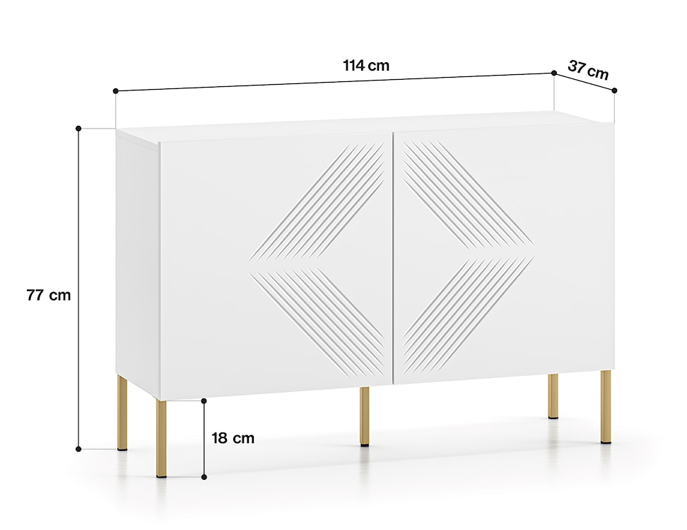 Komoda dwudrzwiowa Nebbato 114 cm biała ze złotymi nóżkami  - zdjęcie 8