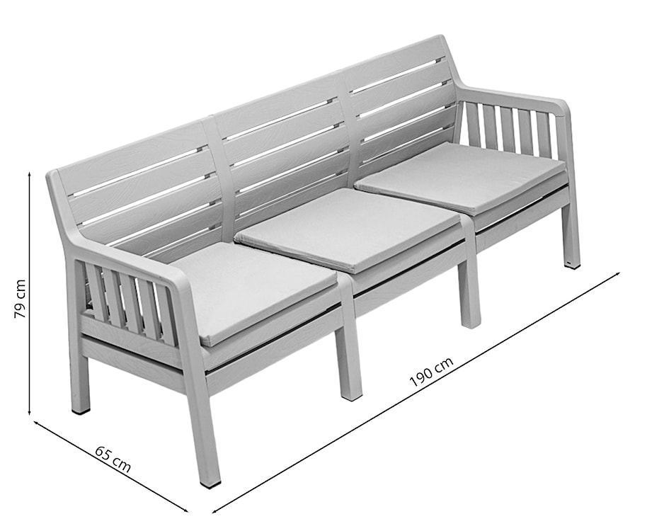 Sofa ogrodowa trzyosobowa Scrally z tworzywa sztucznego biała  - zdjęcie 5