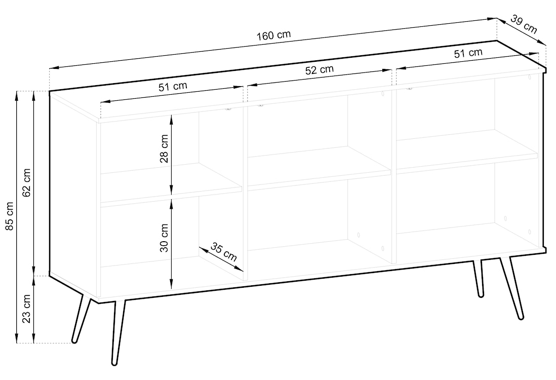 Komoda trzydrzwiowa Glinte 160 cm biała ze złotymi nogami  - zdjęcie 5