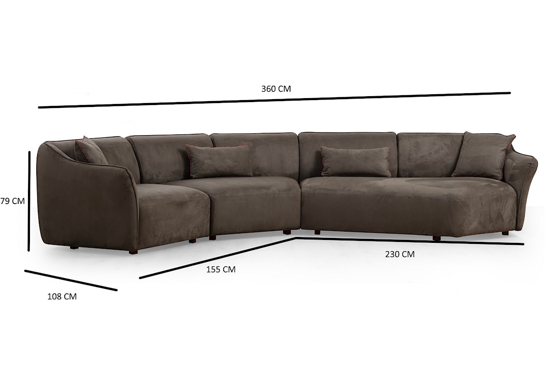 Sofa modułowa Reevad 360 cm brązowy velvet  - zdjęcie 4