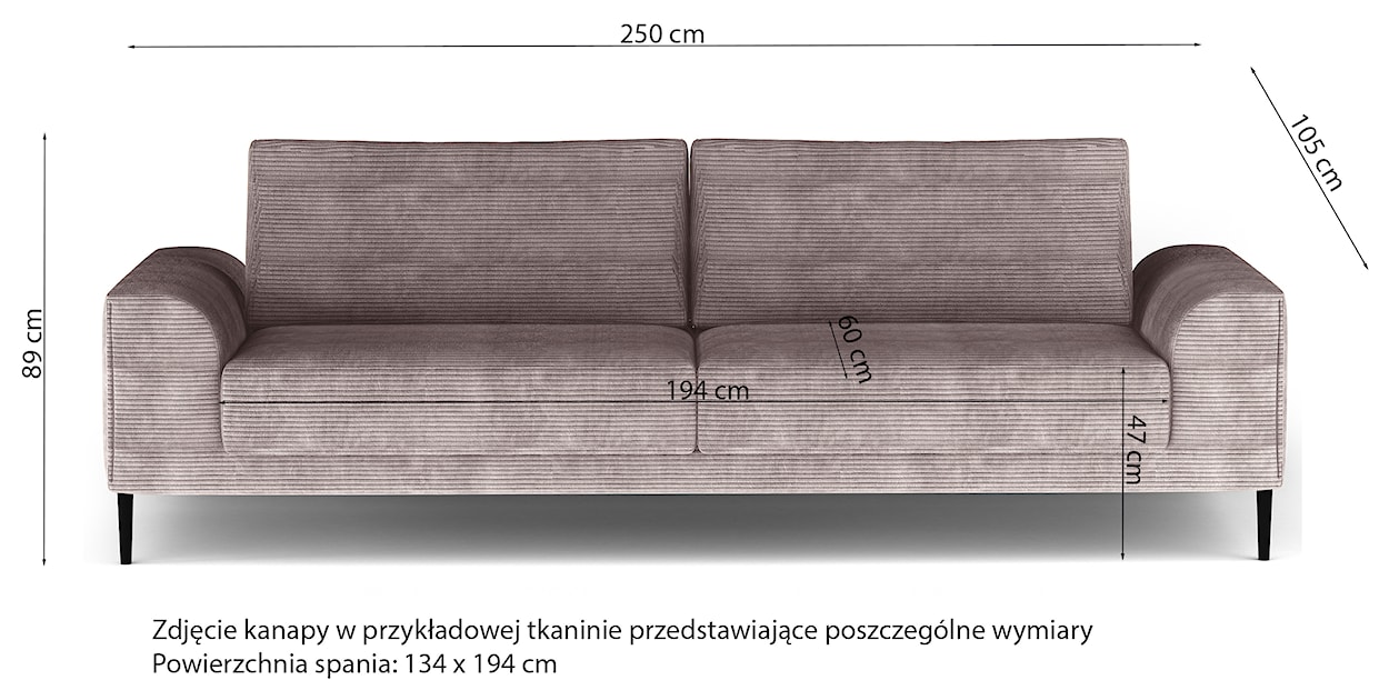 Kanapa rozkładana trzyosobowa Capitol z pojemnikiem jasnobeżowa sztruks  - zdjęcie 6