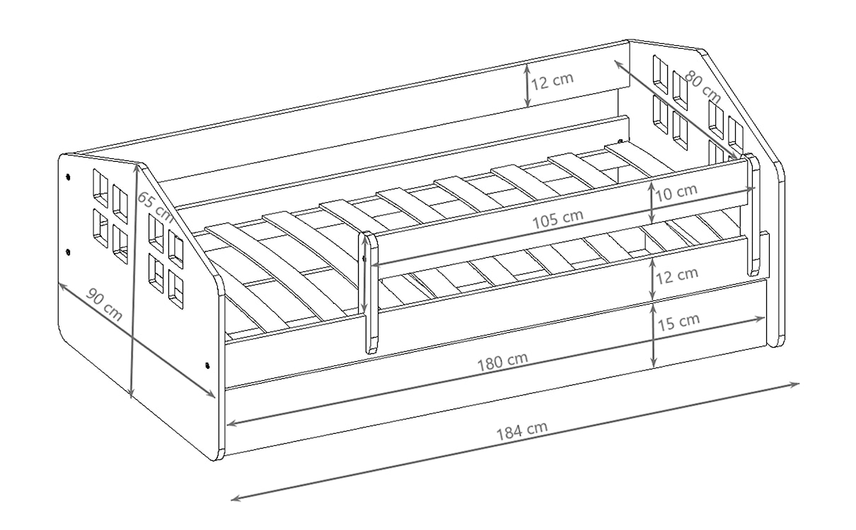 Łóżko dziecięce Bubup 180x80 cm z materacem białe  - zdjęcie 7