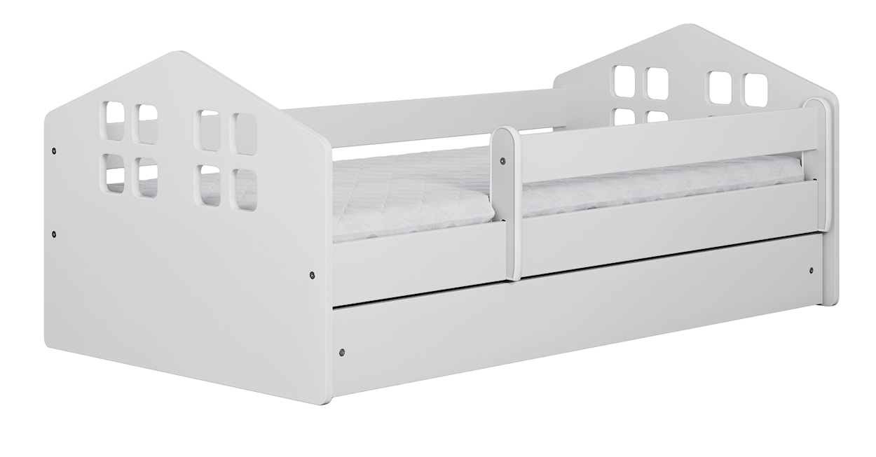 Łóżko dziecięce Bubup 180x80 cm z szufladą i materacem białe  - zdjęcie 3