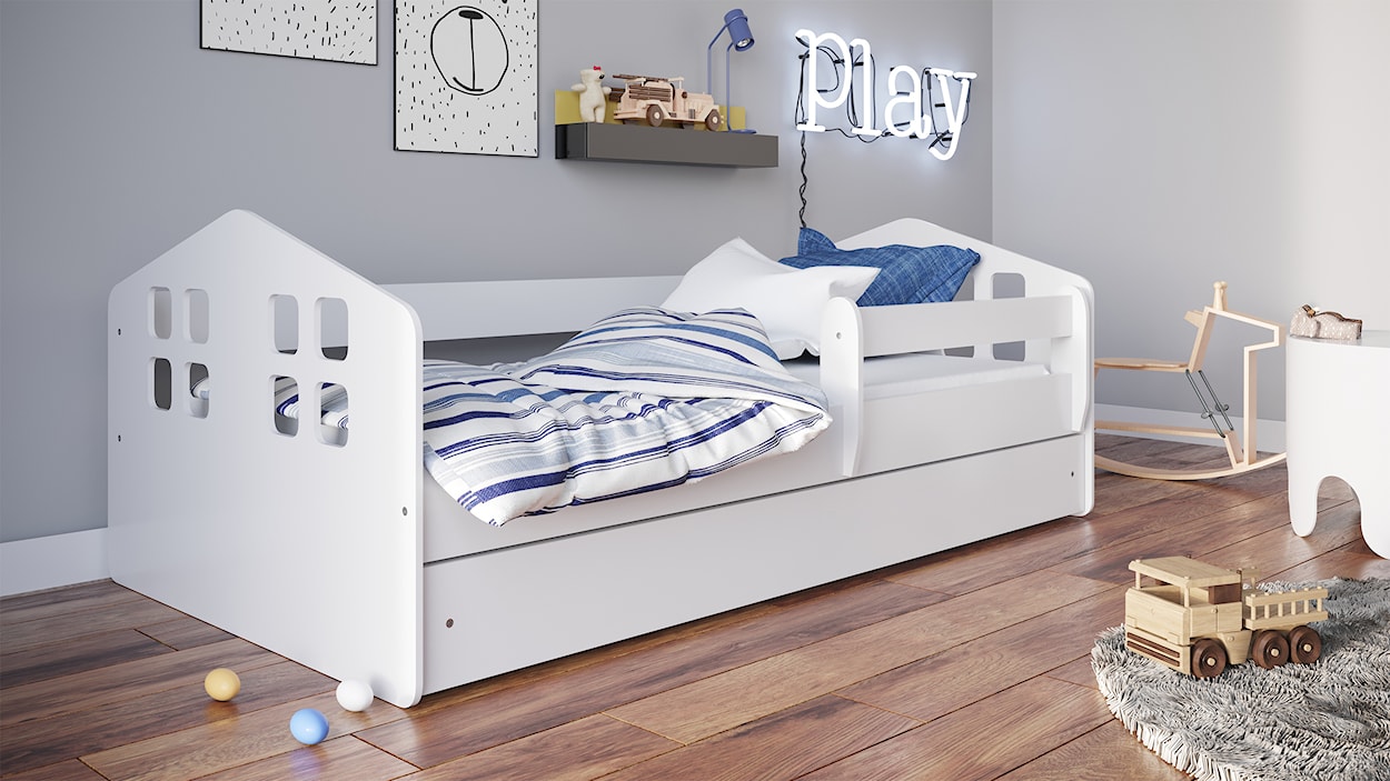 Łóżko dziecięce Bubup 180x80 cm z szufladą białe  - zdjęcie 2