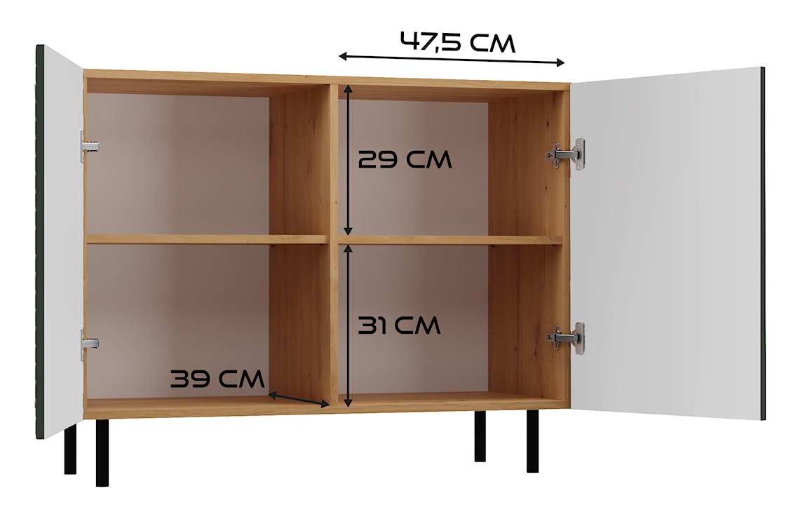 Komoda dwudrzwiowa Sowly 100 cm dąb artisan/zielony z frezowanym frontem  - zdjęcie 8