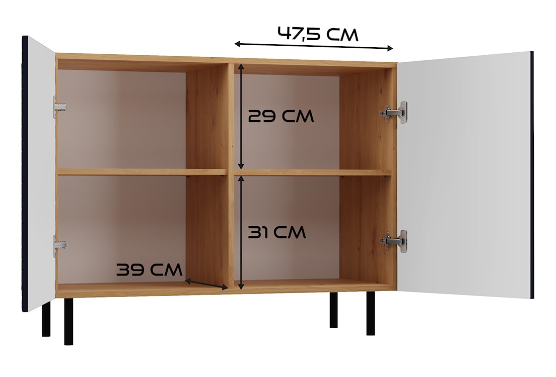 Komoda dwudrzwiowa Sowly 100 cm dąb artisan/granat lamele  - zdjęcie 8