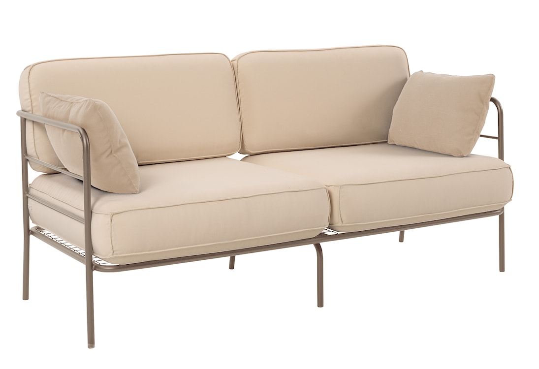 Sofa ogrodowa dwuosobowa Preggel 156 cm w tkaninie hydrofobowej beżowa/ beżowy stelaż 