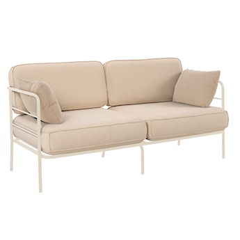 Sofa ogrodowa dwuosobowa Preggel 156 cm w tkaninie hydrofobowej beżowa/ kremowy stelaż