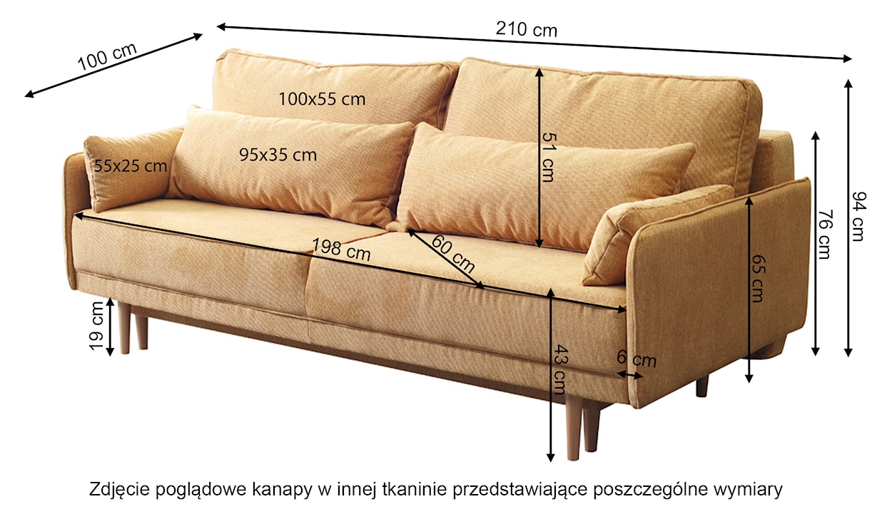 Kanapa rozkładana trzyosobowa Spider kremowa welur hydrofobowy  - zdjęcie 5