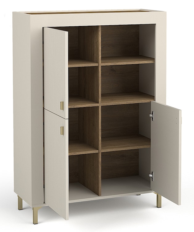 Komoda wysoka Lammila 96 cm szary beż / dąb whisky  - zdjęcie 4