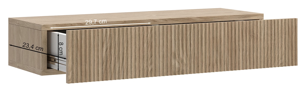 Konsola Nolie z szufladą i ryflowaniem na froncie wisząca 90 cm dąb olejowany  - zdjęcie 10
