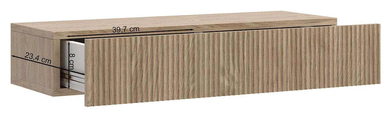 Konsola Nolie z szufladą i ryflowaniem na froncie wisząca 90 cm dąb olejowany  - zdjęcie 10