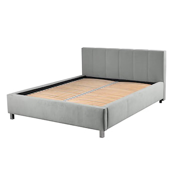 Łóżko tapicerowane z pojemnikiem Caseya szare 160/200 cm w tkaninie hydrofobowej welur nogi srebrne