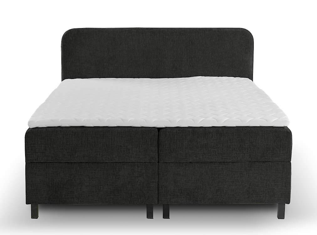 Łóżko kontynentalne z dwoma pojemnikami i topperem Noiro czarne 180/200 cm plecionka szenil nogi czarne  - zdjęcie 3