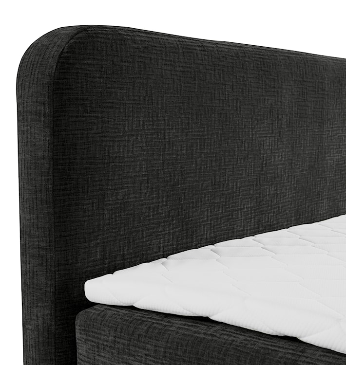 Łóżko kontynentalne z dwoma pojemnikami i topperem Noiro czarne 180/200 cm plecionka szenil nogi czarne  - zdjęcie 4