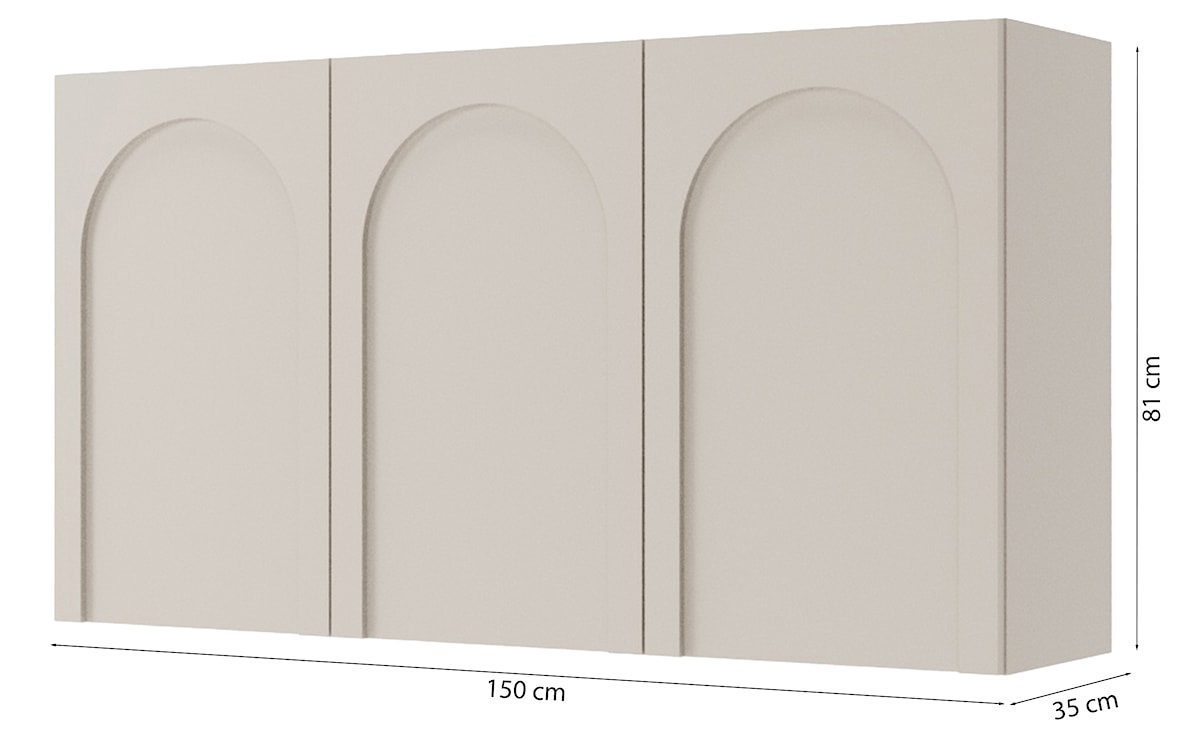 Komoda trzydrzwiowa Arkadia z frezowanymi frontami 150 cm szary beż  - zdjęcie 8