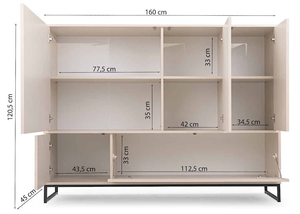 Komoda Kummira 160 cm beż piaskowy  - zdjęcie 8