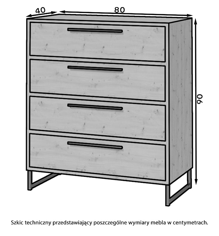 Komoda Abirly 80 cm z czterema szufladami dąb artisan  - zdjęcie 3