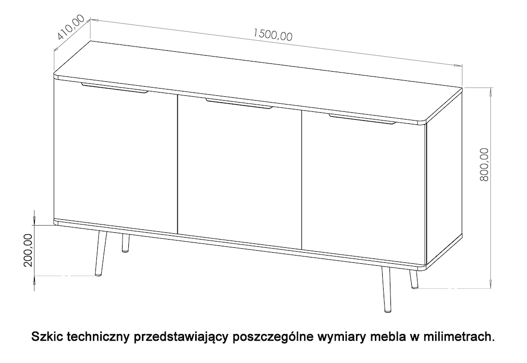 Komoda trzydrzwiowa Rinnili 150 cm Czarny grafit/Captains Deck  - zdjęcie 6