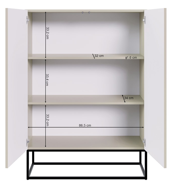 Komoda dwudrzwiowa Veldio z frezowanym frontem 90 cm Szary beż ze złotymi nogami   - zdjęcie 14