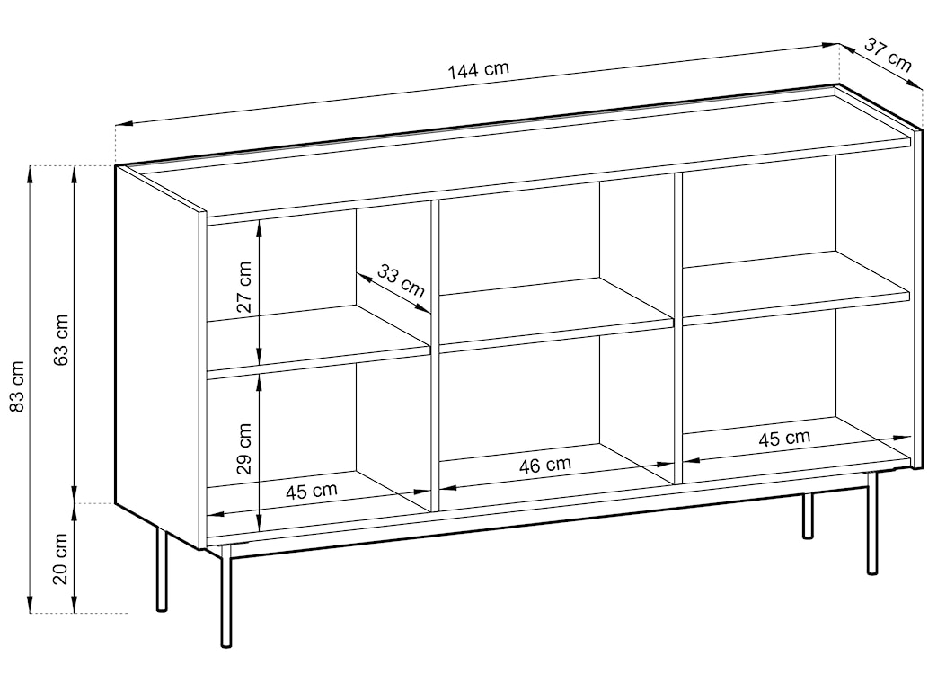 Komoda trzydrzwiowa Color 144 cm Kaszmir / Dąb Linea  - zdjęcie 5